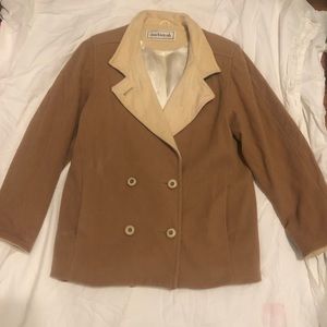 Mackintosh Camel Beige 100% Wool Pea Coat Jacket Size 9 vintage